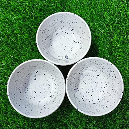 AM3232 Premium White Grey Dotted Cereal Serving Bowls