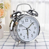 3068 Analog Twin Bell Alarm Clock (Silver) High Volume Bedside Luminous Alarm for Bedroom/Office