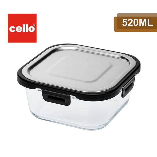 AM2027 Cello Steel-O Fresh Borosilicate Square Container 520ml