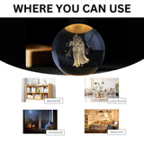 AM5923 3D Radha Krishna Crystal Ball Night Light with Wooden Base, Aesthetic Clear LED Lamp