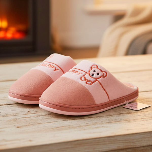 AM2431 Cute Bear Design Warm Slippers Men & Women Size-38, 39 Multicolour