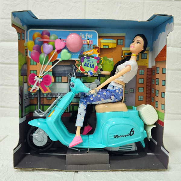 AM6046 Doll on Scooter with Balloons & Helmet – Decorative Toy Display