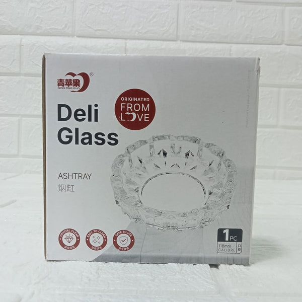 AM6053 Round Crystal Glass Smoking Ashtray- 118mm