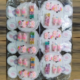 AM1092 7 Pcs Set Cute Cartoon Plush Hairpin Set Women Color Flower Baby Hair Clip Knitted Bow Side Clip