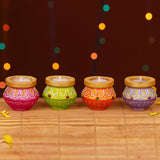Di0384 Handcrafted Diwali Matka Style Wax Diyas – Multidesign Colorful