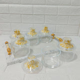 Di0152 Rishabh Super Rado Multipurpose 6 Jar Set with Marble-Look Tray & Golden Handles