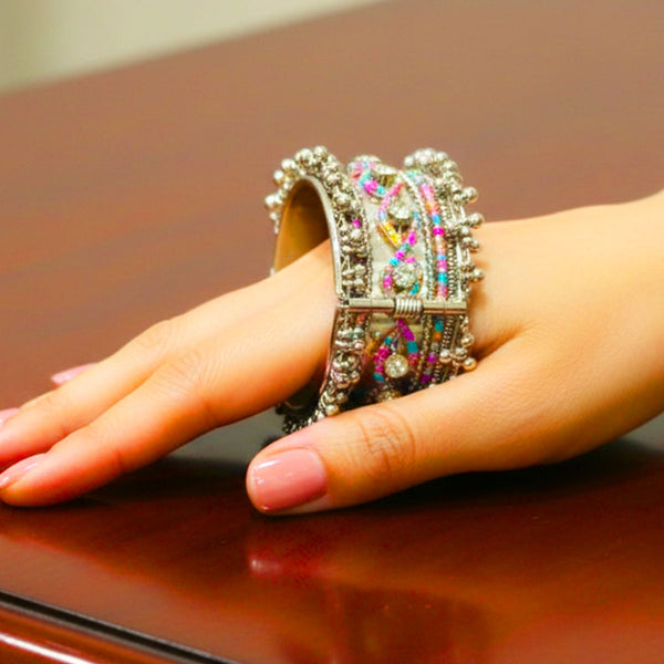 Di0218 Oxidised Silver Plated Kada – Traditional & Stylish Ethnic Bangle