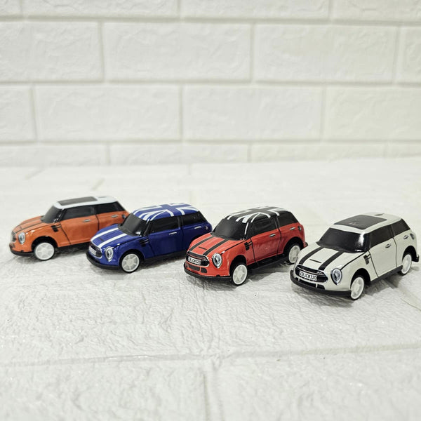AM6042 Set of 4 Mini Cooper Die-Cast Model Cars – Union Jack & Racing Stripe Designs