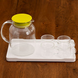 AM5991 Classic Transparent Glass Water Jug with 4 Cups & Tray – Elegant Drinkware Set