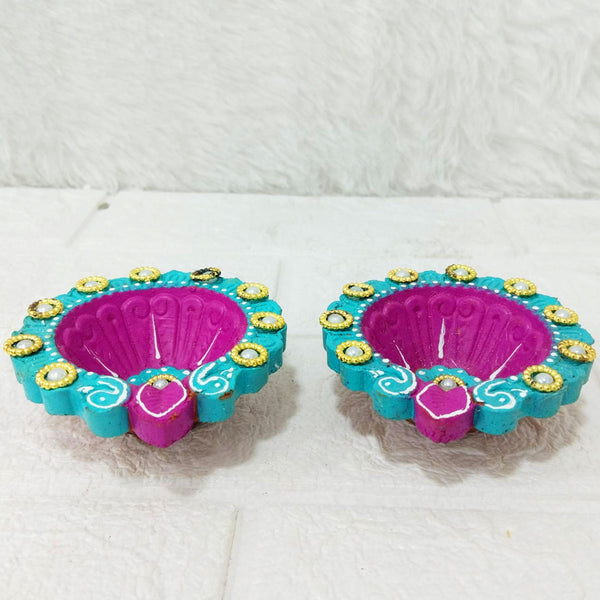 Di0383 Decorative Diwali Big Diyas Set of 2 – Multidesign Handcrafted
