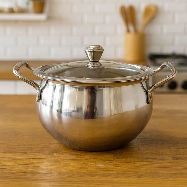 AM6004 Madhuram Stainless Steel Coconut Handi with Lid – Size 1