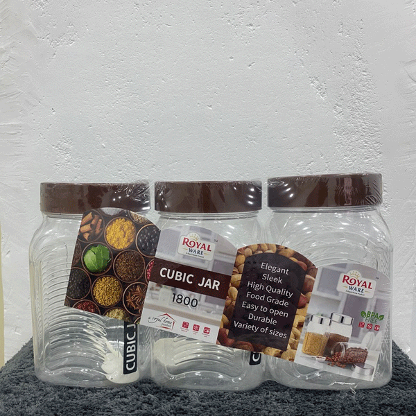 AM5912 Royal Premium Cubic Jar With Spoon Set – 1800ml (Pack of 3)