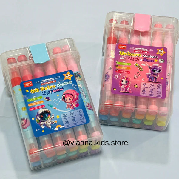 AM2451 Astro Marker Water Based Colour Markers Double Head Washable Markers HMC-9179 24Pcs Multicolour