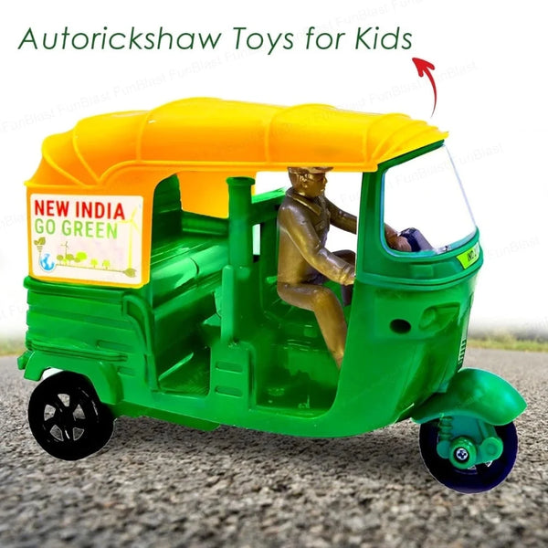 AM2921 Friction Auto Rickshaw LM-239 Auto rickshaw Toys for Kids with a Driver Black and Yellow Pack Of 1