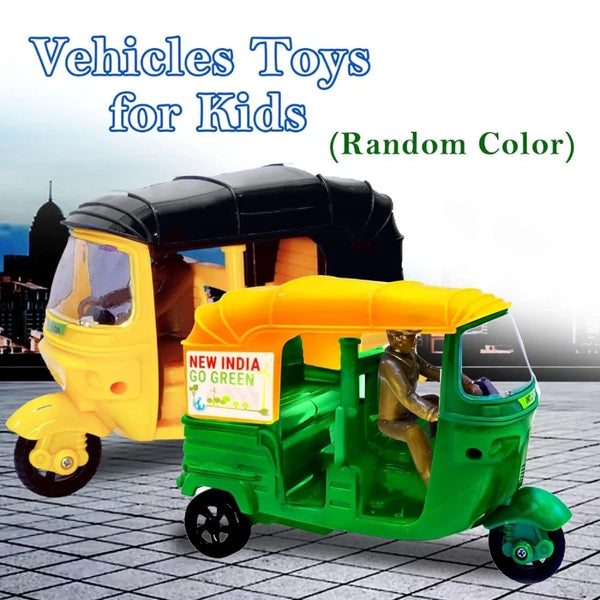 AM2921 Friction Auto Rickshaw LM-239 Auto rickshaw Toys for Kids with a Driver Black and Yellow Pack Of 1