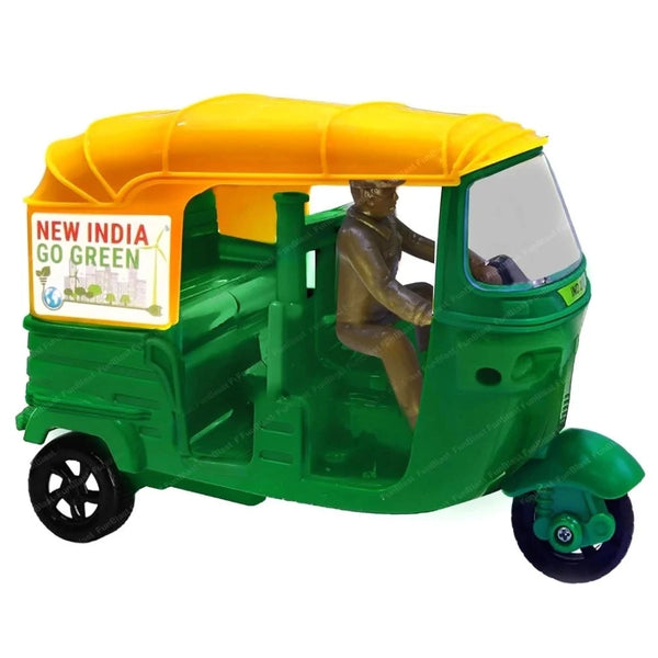 AM2921 Friction Auto Rickshaw LM-239 Auto rickshaw Toys for Kids with a Driver Black and Yellow Pack Of 1