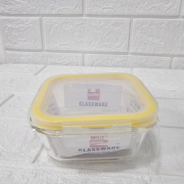 Di0004 Cello Fit & Fresh Clip-O Square Glass Storage Container - 320ml
