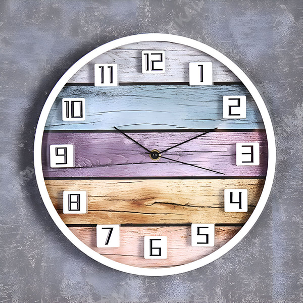 AM5953 Multi-Design Cart Log Wall Clock With 3D Numbers for Living Room