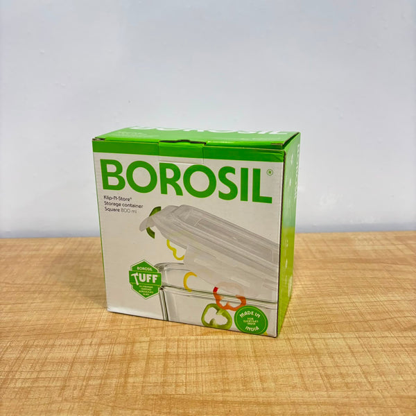 AM6194 Borosil Klip N Store Square Glass Container - 800 ml with Air Tight Lid