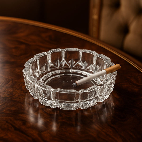 AM6053 Round Crystal Glass Smoking Ashtray- 118mm
