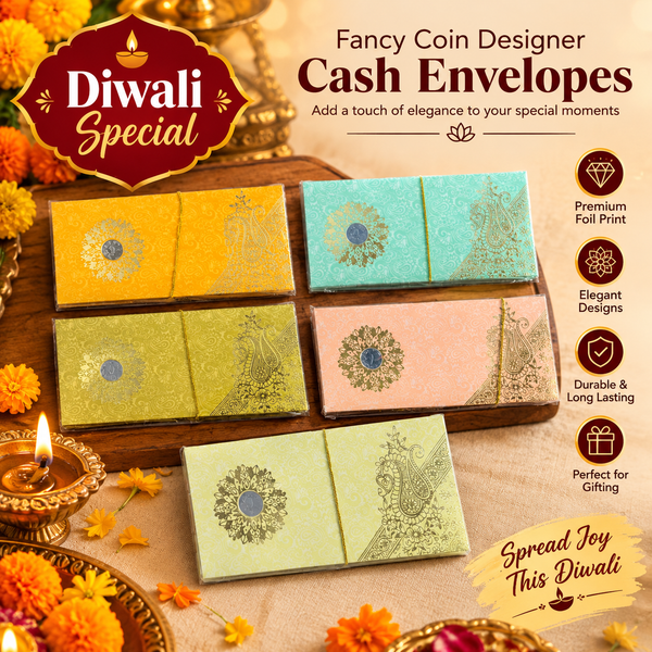 A07590 Fancy Coin Designer Foil Print Cash Envelopes [Pack Of 10]