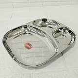 AM6014 Madhuram Stainless Steel Smiley Shape 3 Compartment Dinner Plate