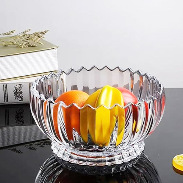 AM5982 Elegant Crystal Serving Bowl (1100 ml) – Decorative Centerpiece with Textured Design