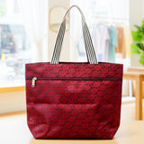 AM6263 Medium Monogram Patterned Zippered Tote Bag with Striped Handles