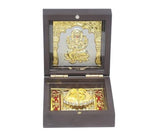 AM0365 24K Gold Plated Ganesha Photo Frame with Charan Paduka