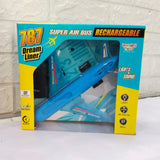 AM5186 A-787 RC Airplane Toy Exciting Full-Body Lights & Realistic Sounds for Kids (Blue)
