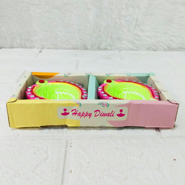 Di0383 Decorative Diwali Big Diyas Set of 2 – Multidesign Handcrafted