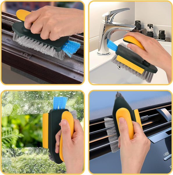 3093 4 in 1 with Squeegee, Bathroom Cleaning Brushes, V-Shape Gap Scrub Brush