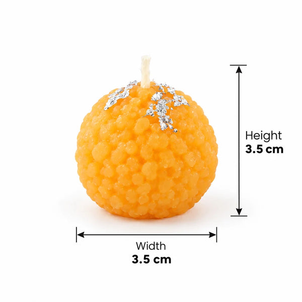 A08142 Motichoor Laddu Design Wax Candles for Diwali and Festive Decor (4 Pc Set)