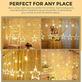 Di0061 12 Stars LED Curtain String Lights with Flashing Modes - 6x6 (Warm)