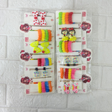 AM6375 Mix Colorful Fuzzy Hair Elastics and Cartoon Animal Hair Clip Set for Girls