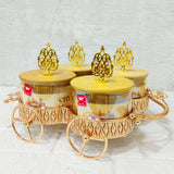 AM6271 Luxury Candy Jar Set 4 Pcs With Golden Cart Stand