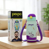 AM6485 Pexpo Poggo 450 Insulated Kids Water Bottle with Sipper Cap and Cartoon Design