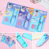 AM5907 Cartoon Print Electric Pencil Erasers with Fan and 12 Refills Set for Kids (Pack of 1)