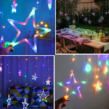 Di0063 12 Stars LED Curtain String Lights with Flashing Modes -  6x6 (Rgrb)