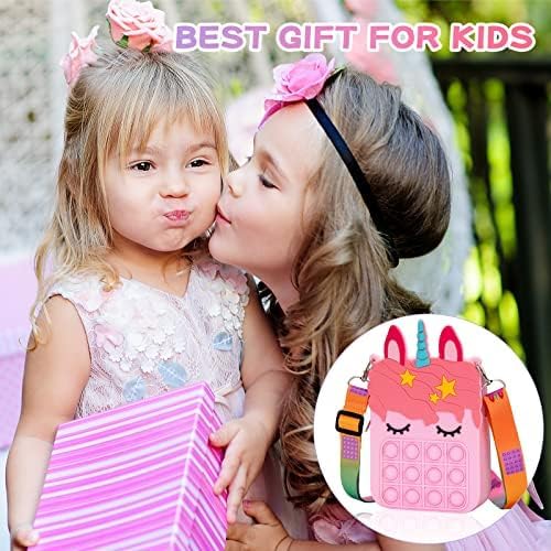 AM0879 Fidget Toys Push Pop Purse Shoulder Bag Lovely Silicone Unicorn Crossbody Bag For Kids