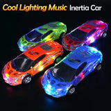 AM0238 Racing Car with Lights and Music, Friction Powered Music Car Toy for Kids