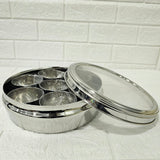 AM6005 Stainless Steel Spice Box with Glass Lid & Spoon – 7 Spice Containers