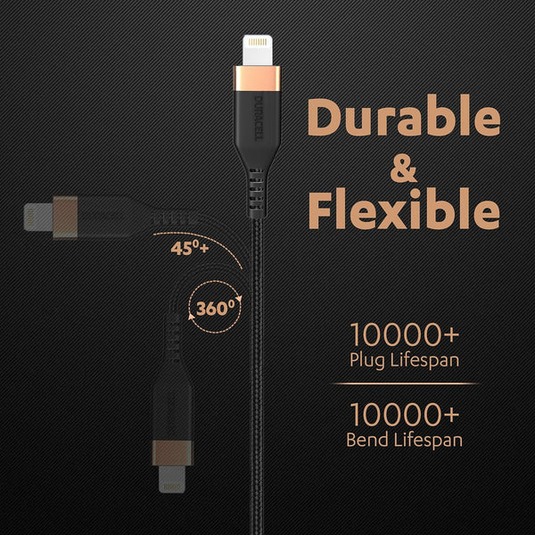 AM5886 Duracell USB-A To Lightning Apple Certified (Mfi) Braided Sync & Charge Cable - 3.9 Feet (1.2M)
