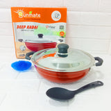 AM6141 Sunmate Deep Kadai with Steel Lid (2.5ltr)– Hammertone Series (Non-Stick Cookware)
