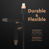 AM5885 Duracell USB Type C To Lightning Apple Certified (Mfi) Braided Sync & Charge Cable - 3.9 Feet (1.2M)