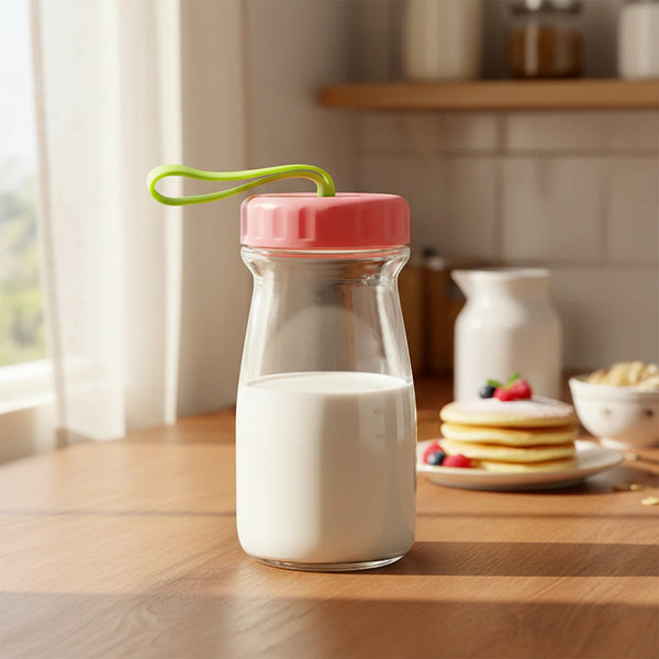 9866 Premium Glass Bottle with Leak-Proof Lid 300 ML