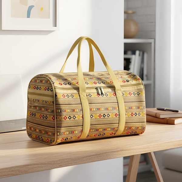 AM6299 Geometric Print Bandhani Travel Duffle Bag