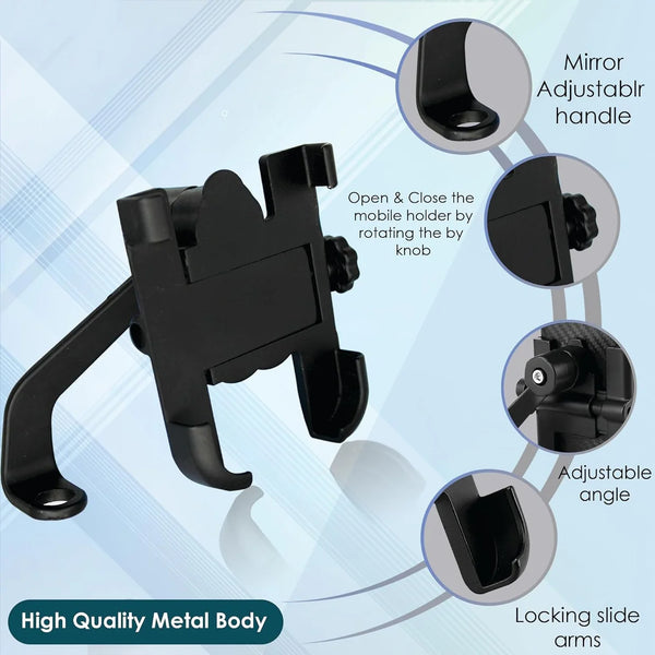 12674 FULL METAL BODY BIKE & SCOOTY 360 DEGREE ROTATING MOBILE HOLDER STAND FOR BICYCLE, MOTORCYCLE, SCOOTY THAT CAN FITS ALL SMARTPHONES (1 PC)