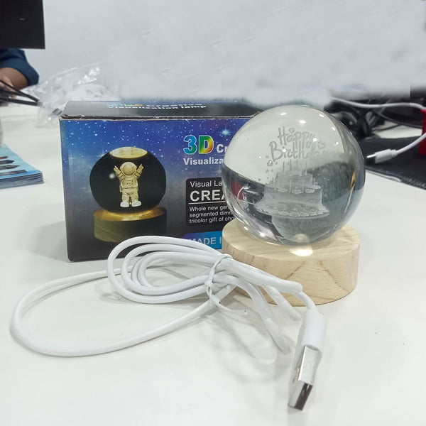 AM5925 3D Crystal Happy Birthday Lamp Engraved Crystal Ball LED Night Lamp