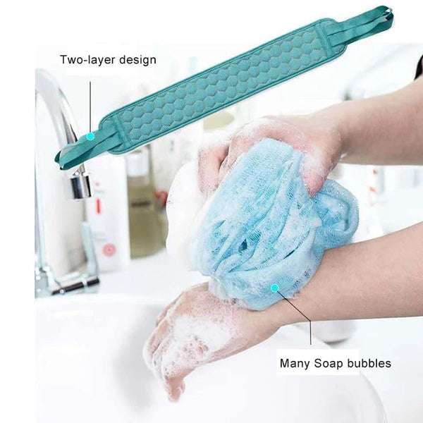 AM5638 3 PCS Bathing Exfoliating Set (MultiColour) - Back Scrubber exfoliating gloves - Easy to clean For Men And Women (Set of 1)